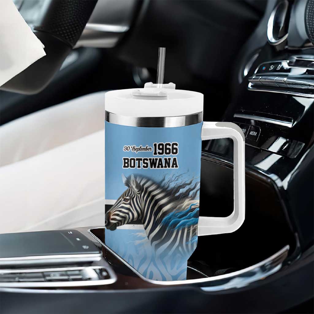 Botswana Independence Day 1966 Tumbler With Handle Tribal African Zebra Skins Pattern - African Pride