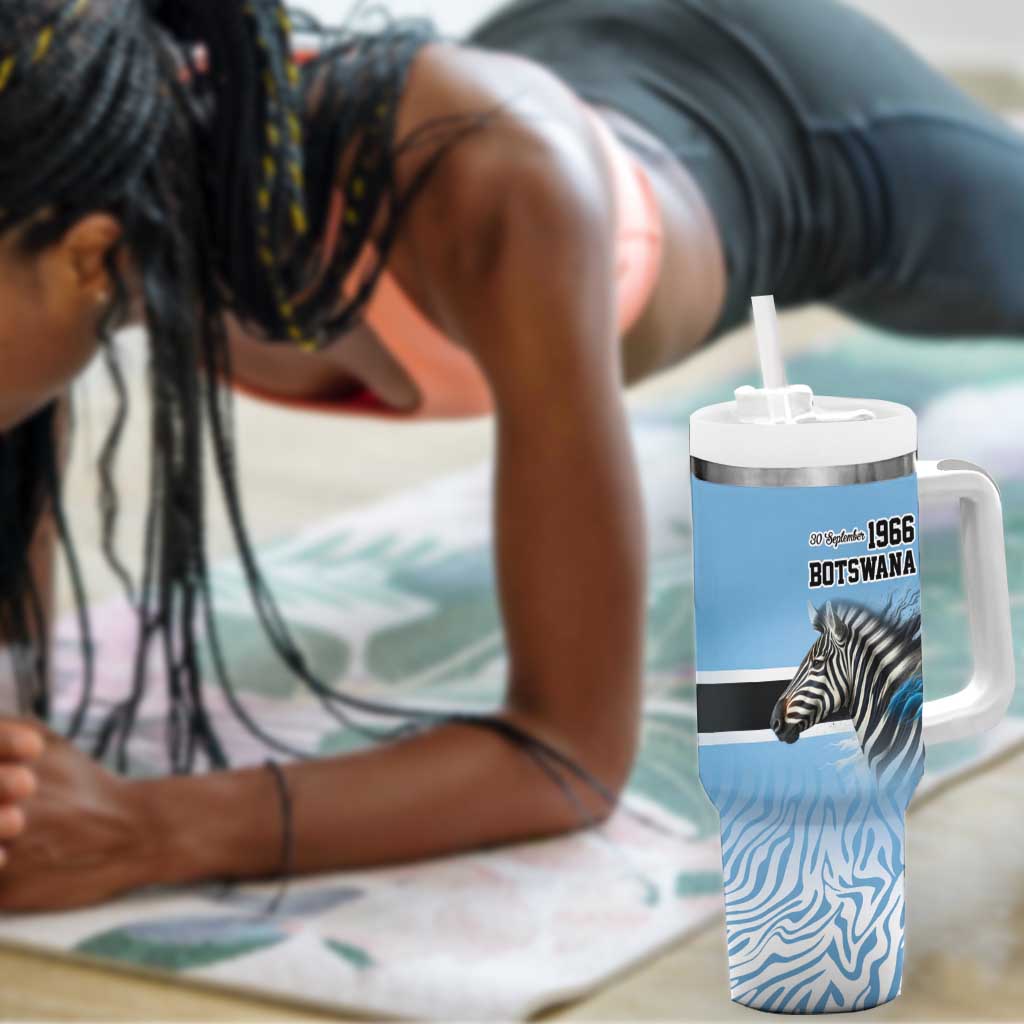 Botswana Independence Day 1966 Tumbler With Handle Tribal African Zebra Skins Pattern - African Pride