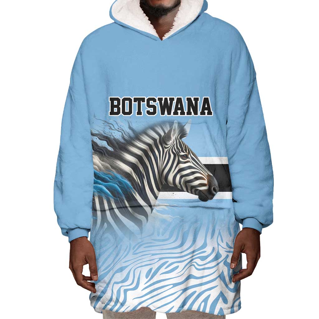 Botswana Independence Day 1966 Wearable Blanket Hoodie Tribal African Zebra Skins Pattern - African Pride