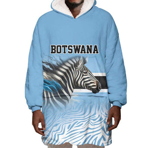 Botswana Independence Day 1966 Wearable Blanket Hoodie Tribal African Zebra Skins Pattern - African Pride