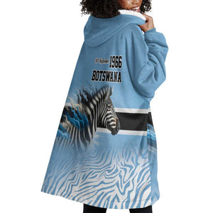 Botswana Independence Day 1966 Wearable Blanket Hoodie Tribal African Zebra Skins Pattern - African Pride