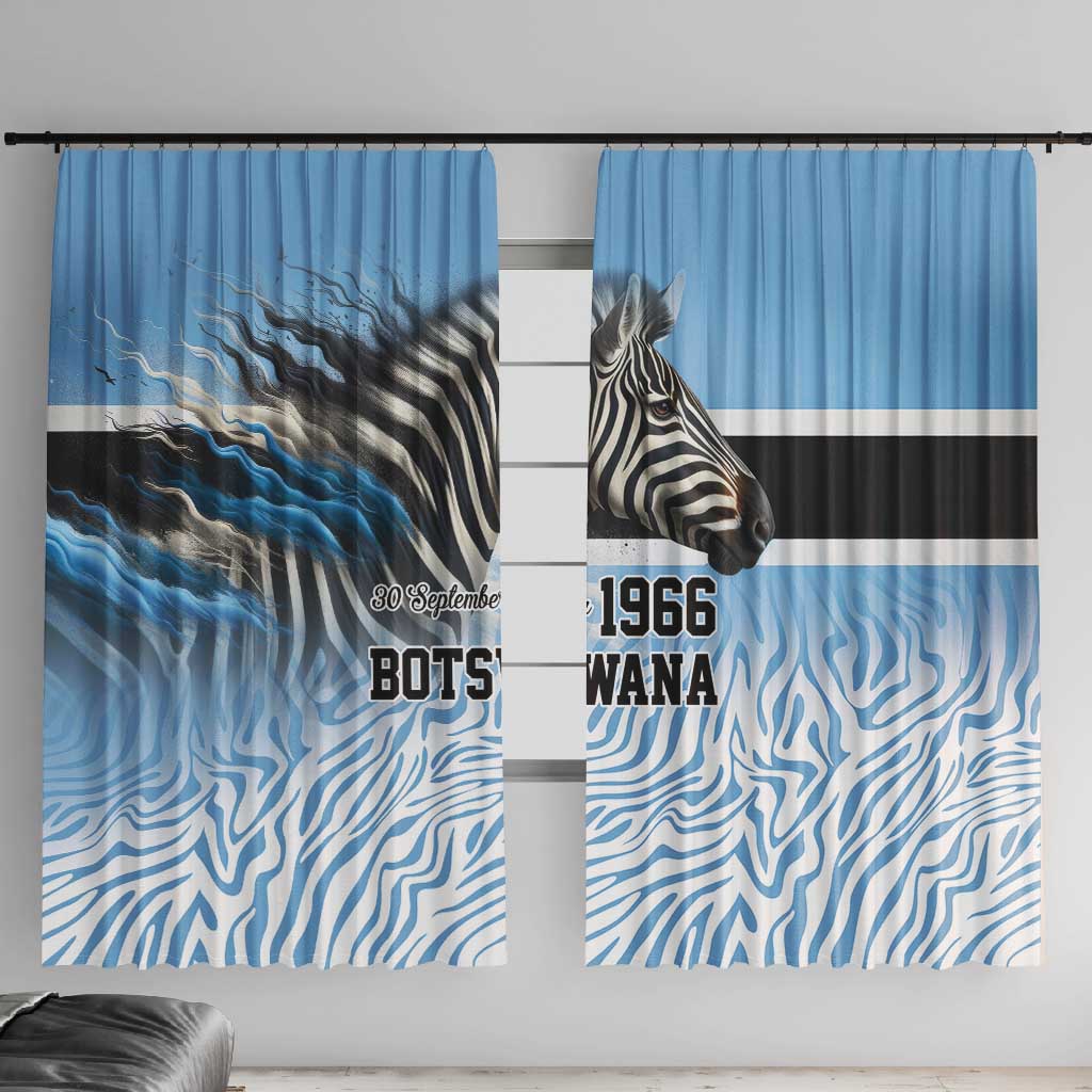 Botswana Independence Day 1966 Window Curtain Tribal African Zebra Skins Pattern - African Pride
