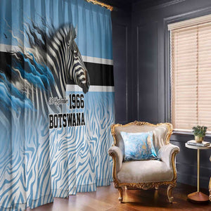 Botswana Independence Day 1966 Window Curtain Tribal African Zebra Skins Pattern - African Pride