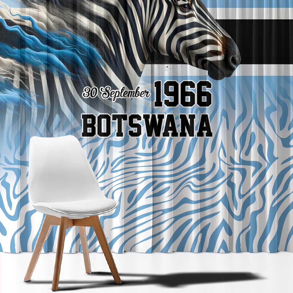 Botswana Independence Day 1966 Window Curtain Tribal African Zebra Skins Pattern - African Pride