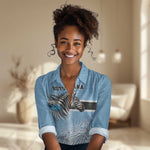 Botswana Independence Day 1966 Women Casual Shirt Tribal African Zebra Skins Pattern - African Pride