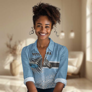 Botswana Independence Day 1966 Women Casual Shirt Tribal African Zebra Skins Pattern - African Pride
