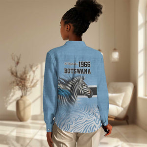 Botswana Independence Day 1966 Women Casual Shirt Tribal African Zebra Skins Pattern - African Pride