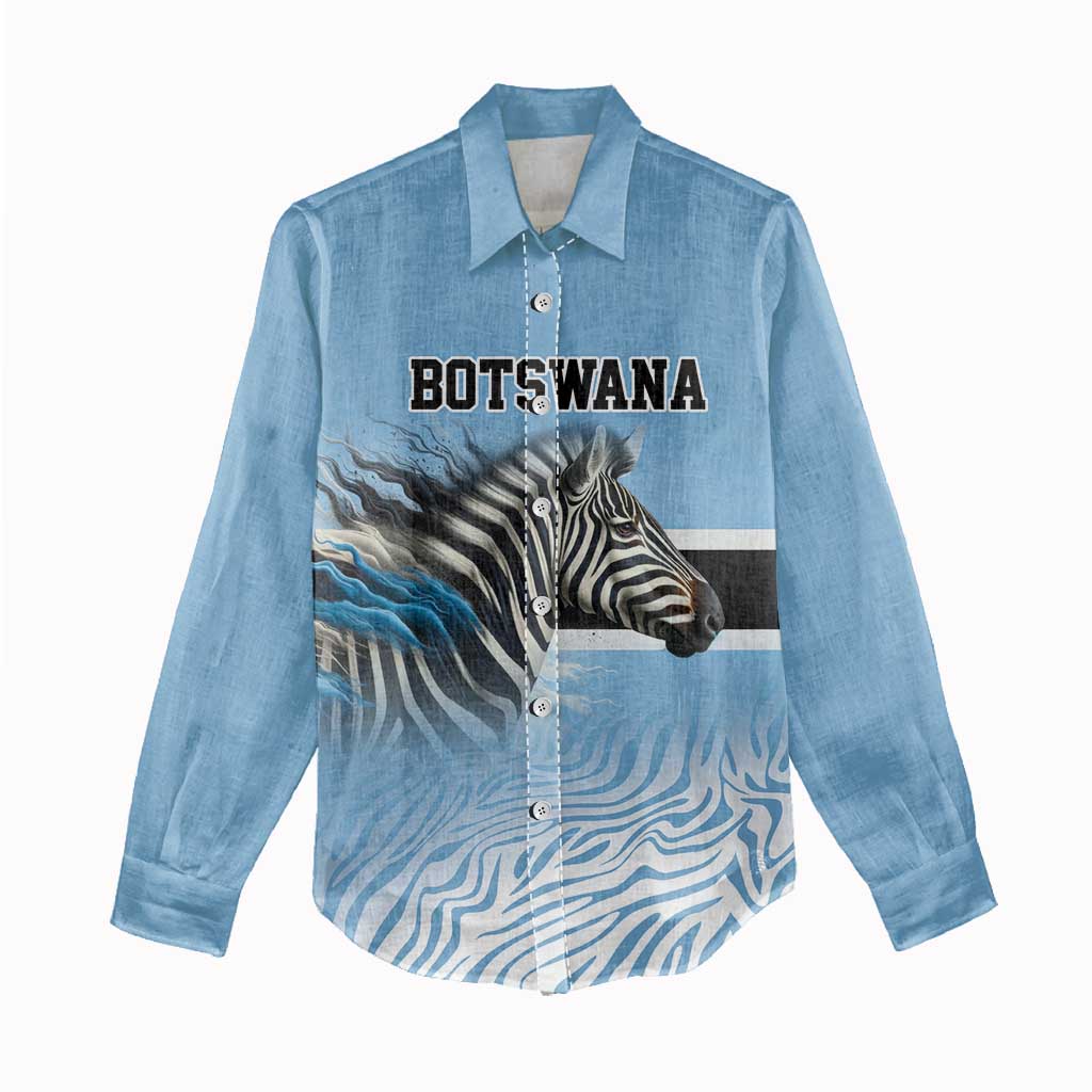 Botswana Independence Day 1966 Women Casual Shirt Tribal African Zebra Skins Pattern - African Pride