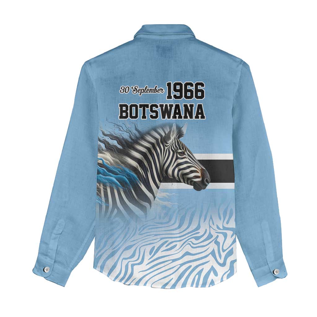 Botswana Independence Day 1966 Women Casual Shirt Tribal African Zebra Skins Pattern - African Pride