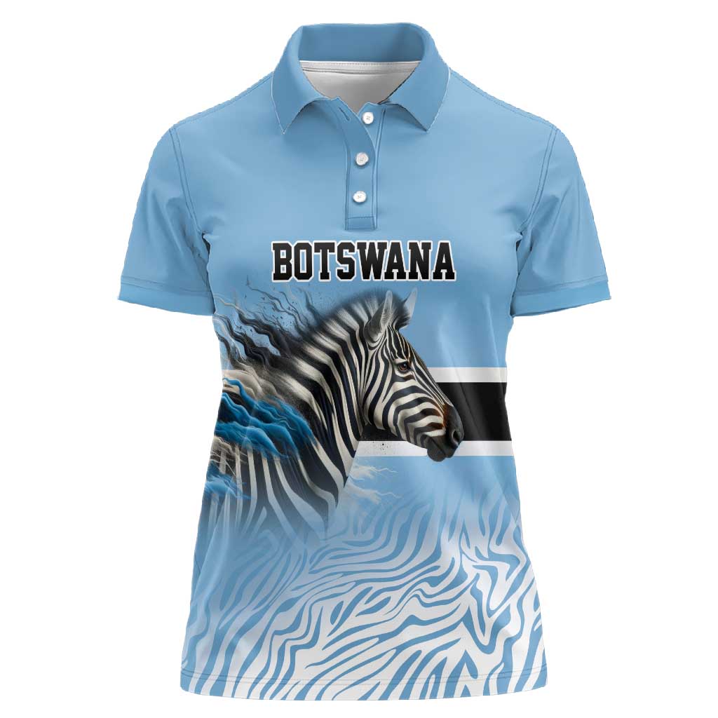 Botswana Independence Day 1966 Women Polo Shirt Tribal African Zebra Skins Pattern - African Pride