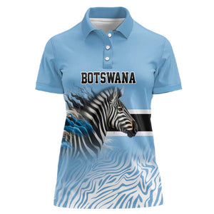 Botswana Independence Day 1966 Women Polo Shirt Tribal African Zebra Skins Pattern - African Pride
