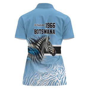 Botswana Independence Day 1966 Women Polo Shirt Tribal African Zebra Skins Pattern - African Pride