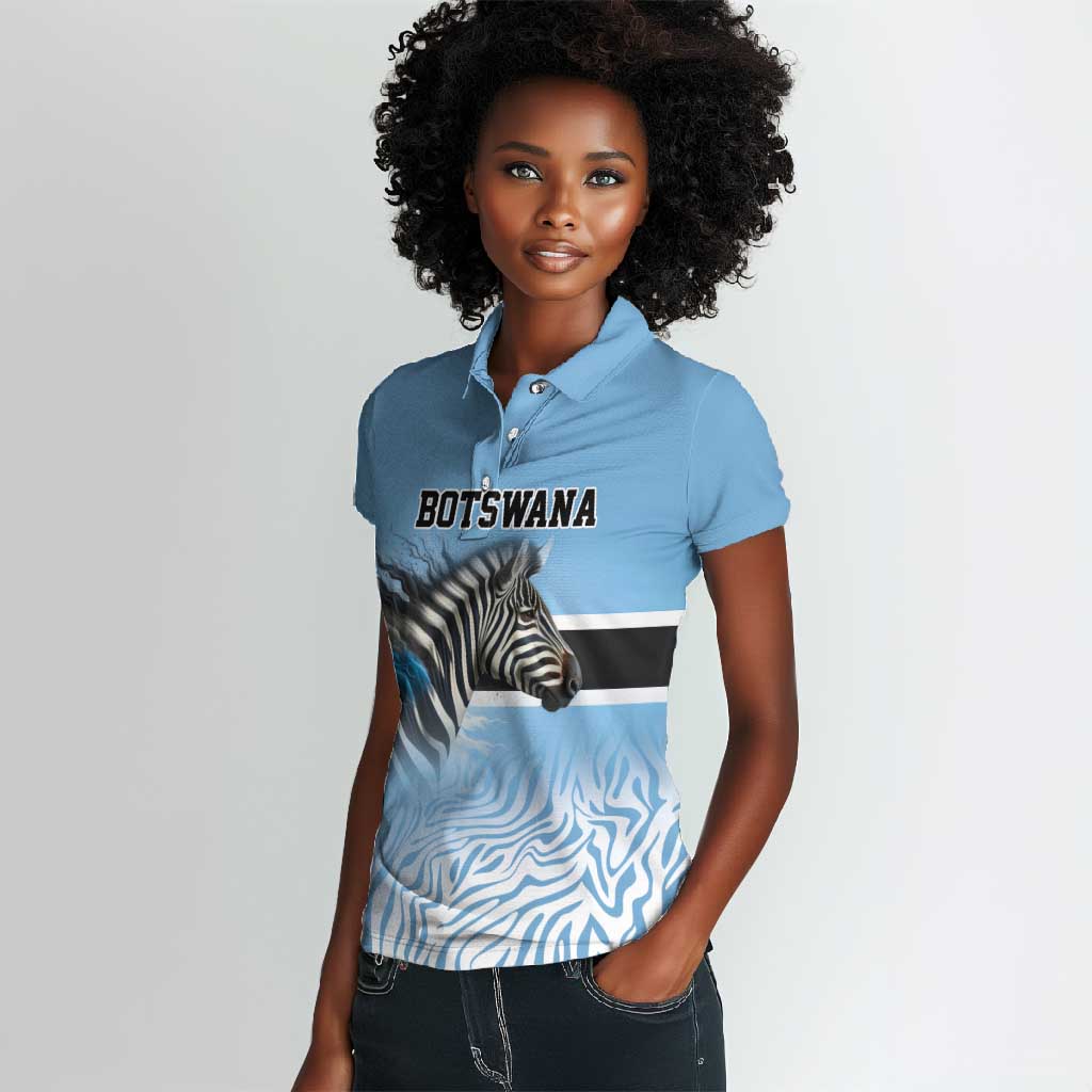 Botswana Independence Day 1966 Women Polo Shirt Tribal African Zebra Skins Pattern - African Pride