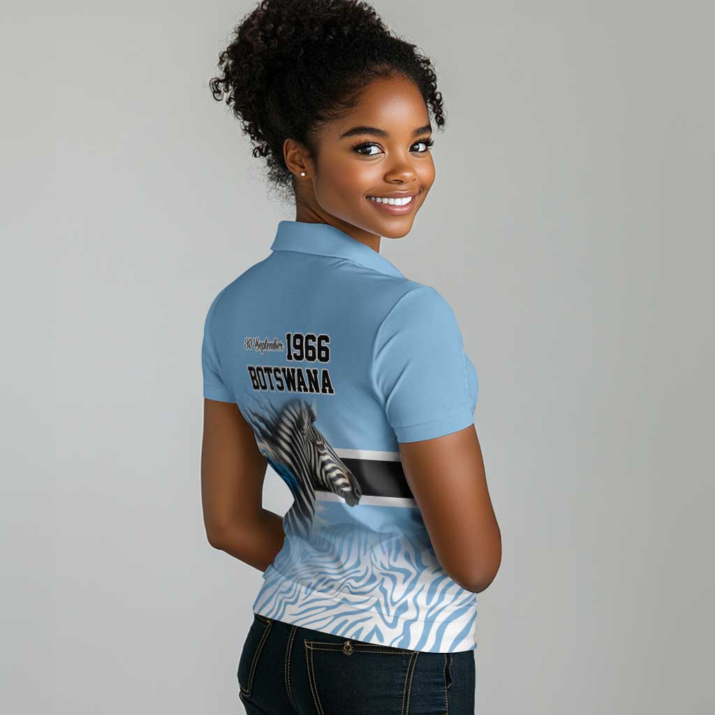 Botswana Independence Day 1966 Women Polo Shirt Tribal African Zebra Skins Pattern - African Pride