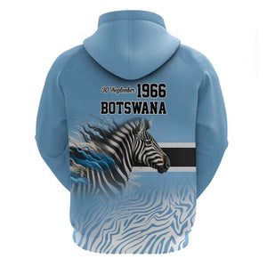 Botswana Independence Day 1966 Zip Hoodie Tribal African Zebra Skins Pattern - African Pride