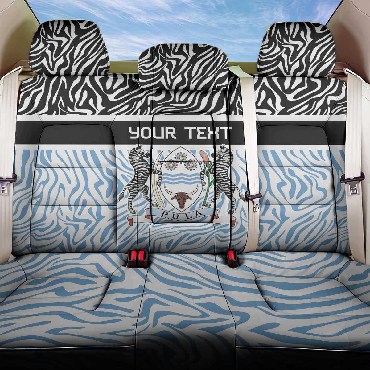 Botswana Personalized Back Car Seat Cover African Zebra Skins Pattern - African Pride