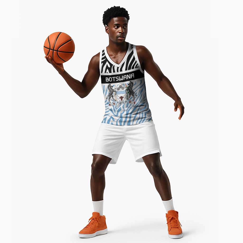 Botswana Personalized Basketball Jersey African Zebra Skins Pattern - African Pride