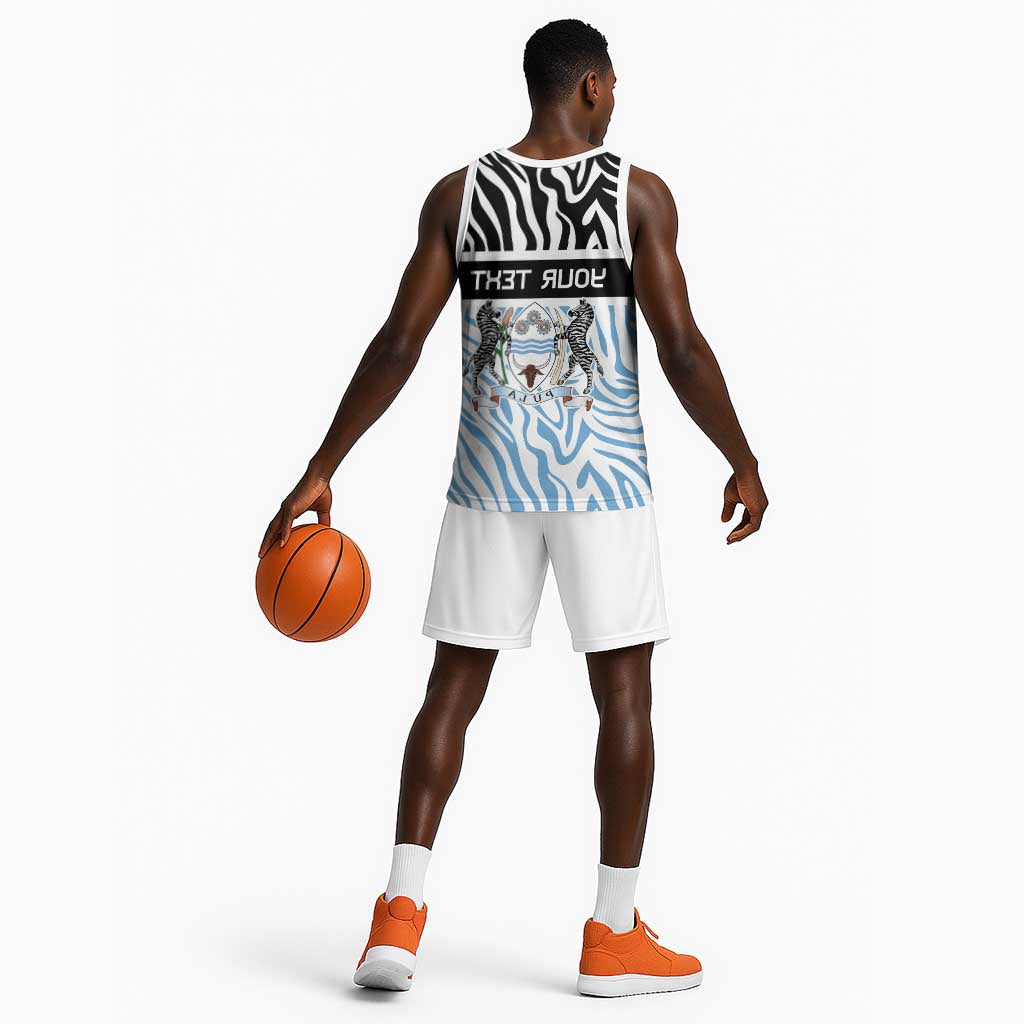 Botswana Personalized Basketball Jersey African Zebra Skins Pattern - African Pride