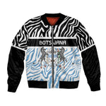 Botswana Personalized Bomber Jacket African Zebra Skins Pattern - African Pride