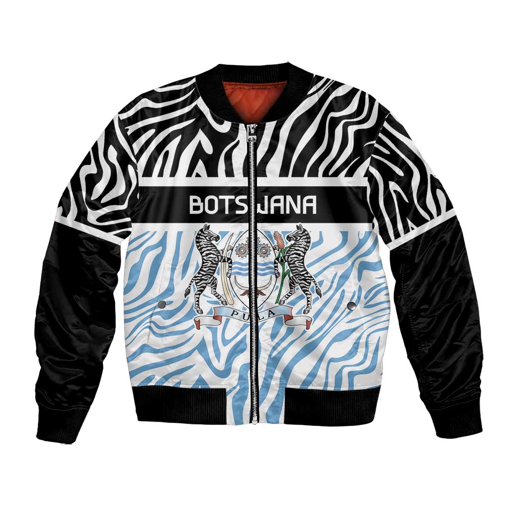 Botswana Personalized Bomber Jacket African Zebra Skins Pattern - African Pride