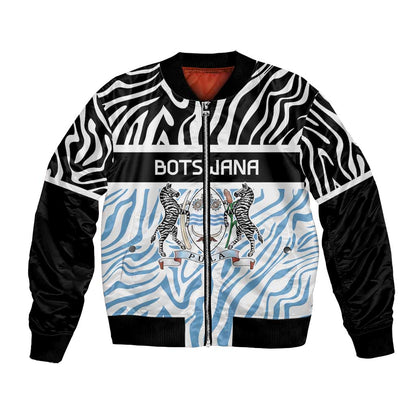 Botswana Personalized Bomber Jacket African Zebra Skins Pattern - African Pride