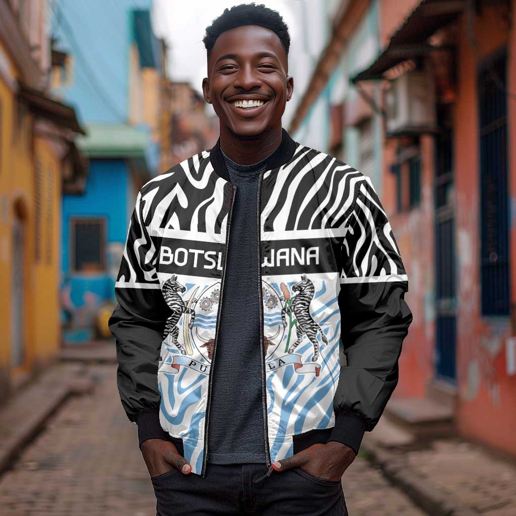 Botswana Personalized Bomber Jacket African Zebra Skins Pattern - African Pride