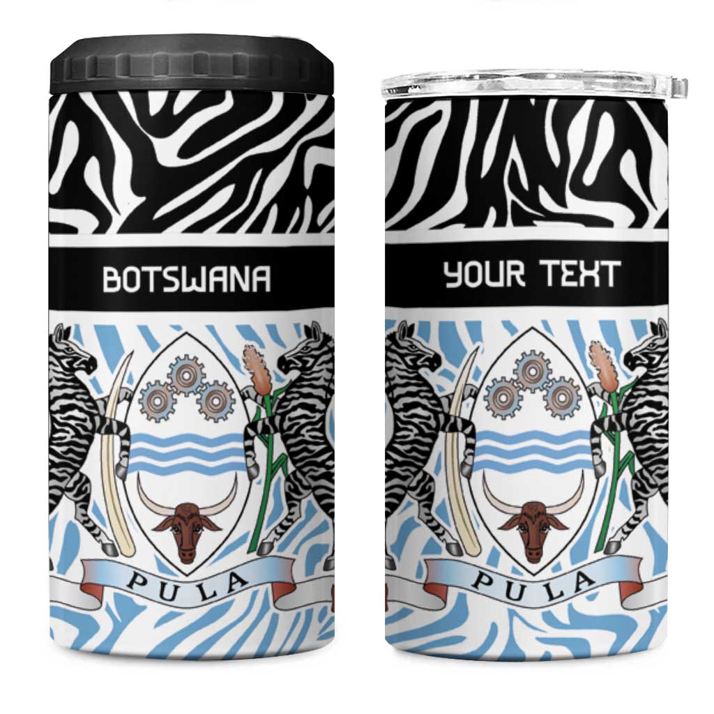 Botswana Personalized 4 in 1 Can Cooler Tumbler African Zebra Skins Pattern - African Pride