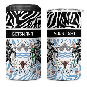 Botswana Personalized 4 in 1 Can Cooler Tumbler African Zebra Skins Pattern - African Pride