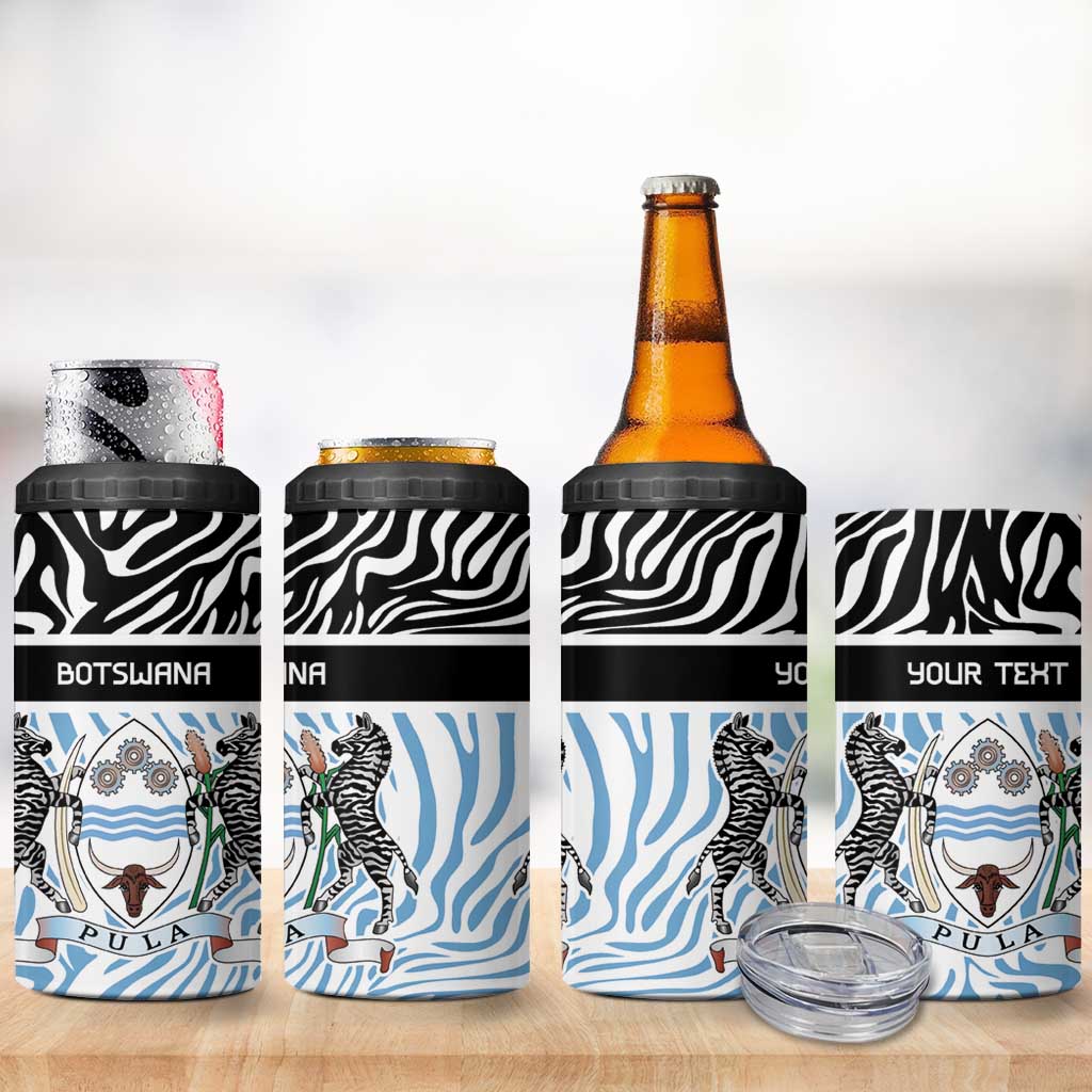 Botswana Personalized 4 in 1 Can Cooler Tumbler African Zebra Skins Pattern - African Pride