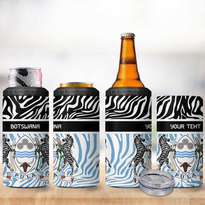 Botswana Personalized 4 in 1 Can Cooler Tumbler African Zebra Skins Pattern - African Pride