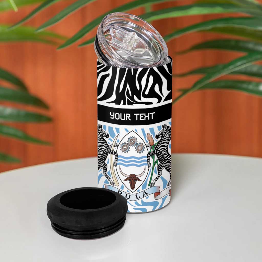 Botswana Personalized 4 in 1 Can Cooler Tumbler African Zebra Skins Pattern - African Pride