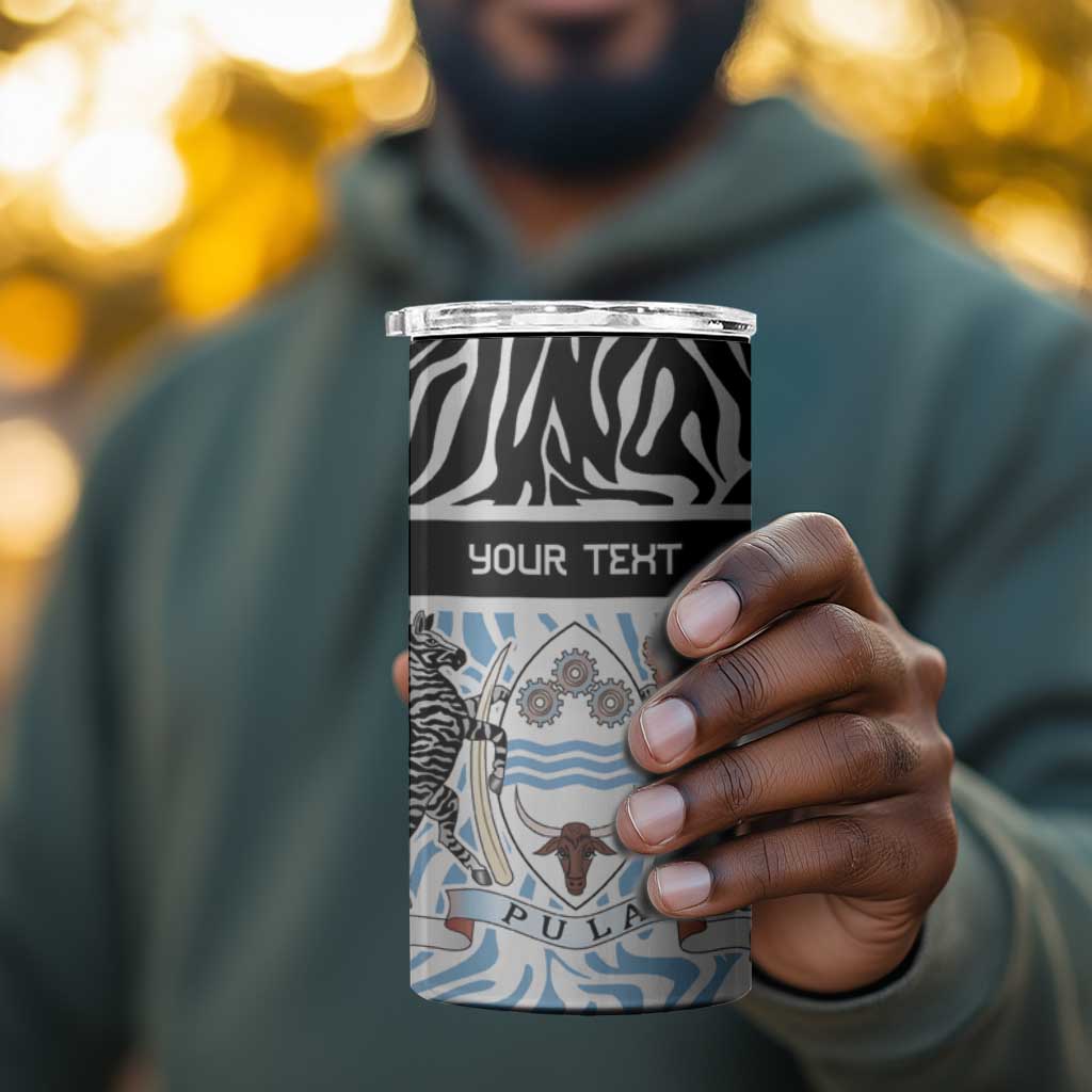Botswana Personalized 4 in 1 Can Cooler Tumbler African Zebra Skins Pattern - African Pride