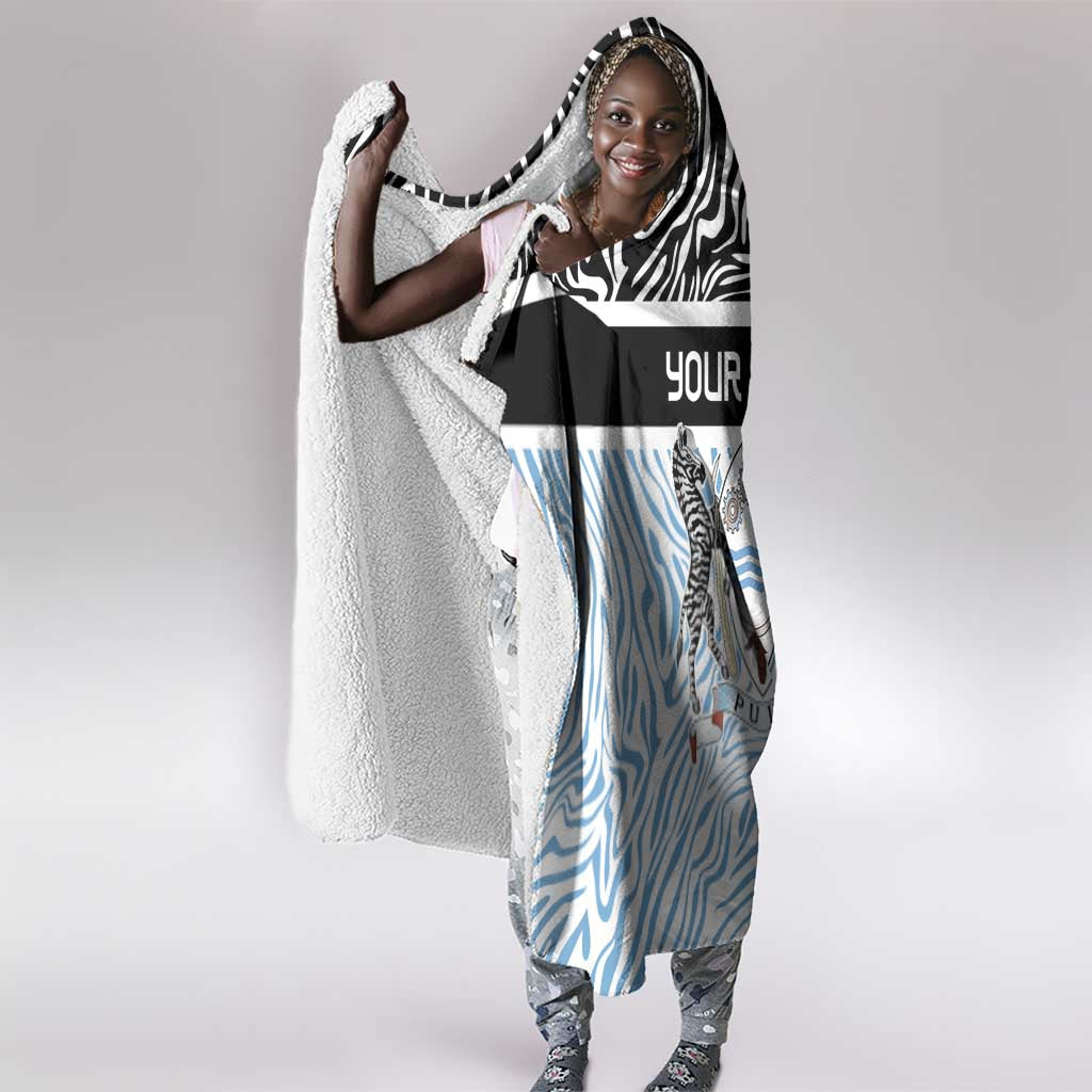 Botswana Personalized Hooded Blanket African Zebra Skins Pattern - African Pride