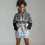 Botswana Personalized Hoodie Dress African Zebra Skins Pattern - African Pride