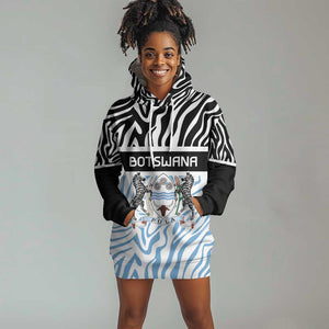 Botswana Personalized Hoodie Dress African Zebra Skins Pattern - African Pride