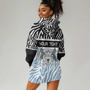 Botswana Personalized Hoodie Dress African Zebra Skins Pattern - African Pride