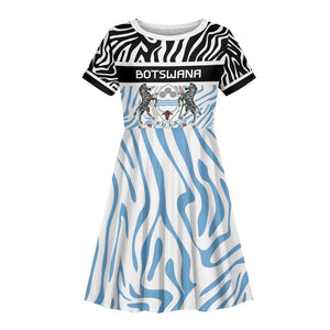 Botswana Personalized Kid Short Sleeve Dress African Zebra Skins Pattern - African Pride