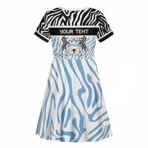 Botswana Personalized Kid Short Sleeve Dress African Zebra Skins Pattern - African Pride