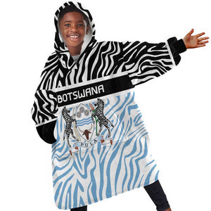 Botswana Personalized Kid Wearable Blanket Hoodie African Zebra Skins Pattern - African Pride