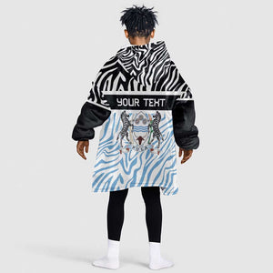 Botswana Personalized Kid Wearable Blanket Hoodie African Zebra Skins Pattern - African Pride