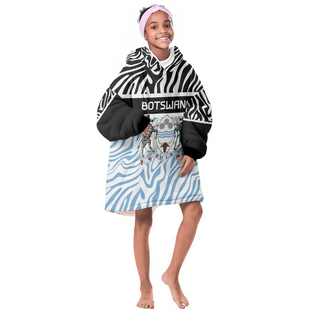 Botswana Personalized Kid Wearable Blanket Hoodie African Zebra Skins Pattern - African Pride