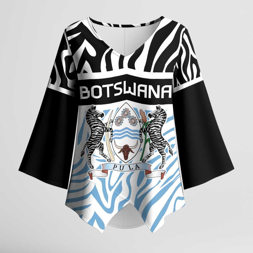 Botswana Personalized Kimono Sleeve Blouse African Zebra Skins Pattern