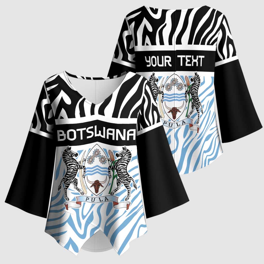 Botswana Personalized Kimono Sleeve Blouse African Zebra Skins Pattern