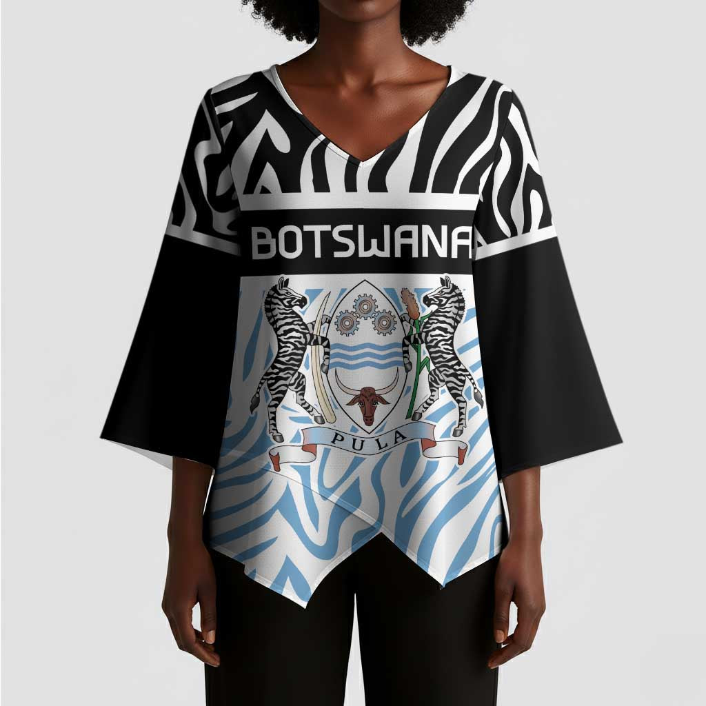 Botswana Personalized Kimono Sleeve Blouse African Zebra Skins Pattern
