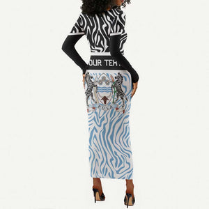 Botswana Personalized Long Sleeve Bodycon Dress African Zebra Skins Pattern - African Pride