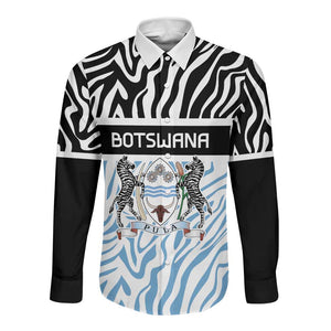 Botswana Personalized Long Sleeve Button Shirt African Zebra Skins Pattern - African Pride