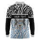 Botswana Personalized Long Sleeve Polo Shirt African Zebra Skins Pattern - African Pride