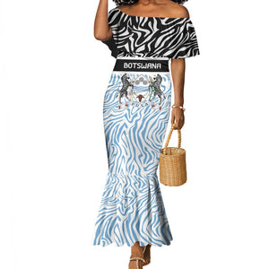 Botswana Personalized Mermaid Dress African Zebra Skins Pattern - African Pride