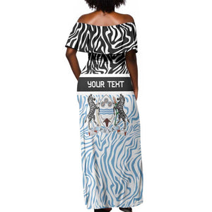 Botswana Personalized Off Shoulder Maxi Dress African Zebra Skins Pattern - African Pride