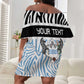 Botswana Personalized Off Shoulder Short Dress African Zebra Skins Pattern - African Pride